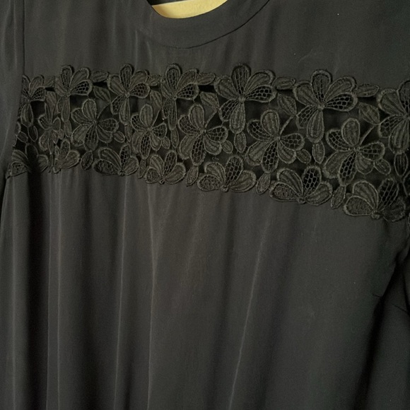 A.L.C. Silk Navy Midi Dress with Black Lace Detail sz 8 - Picture 5 of 14